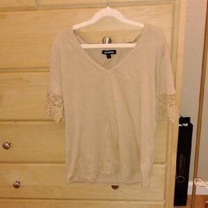 Express Beige Lace Sleeve Blouse